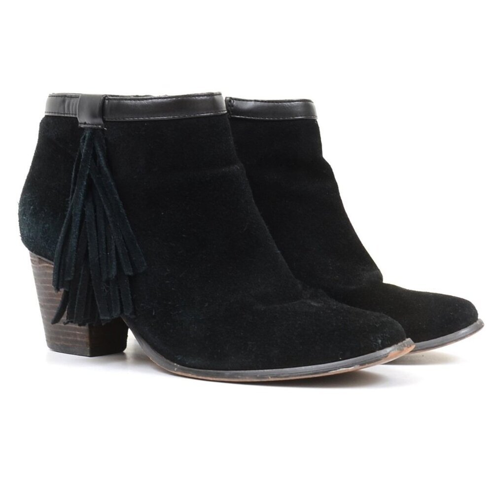 Simply Emma Taryn Women's 8 WIDE Black Ankle Festival Western Fringe‎ Bootie - Picture 2 of 7
